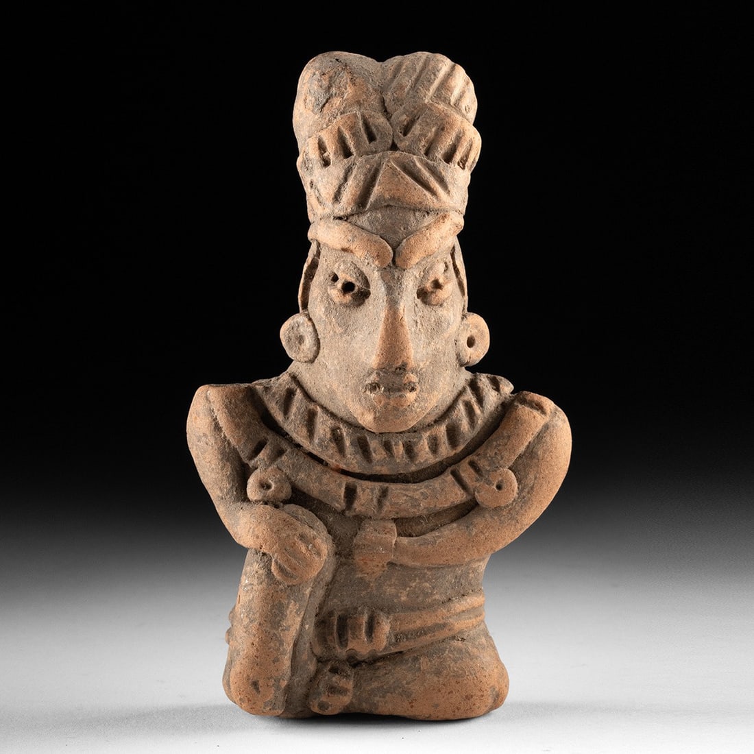 Michoacan Pottery Figure - Seated Dignitary in Headdress (1 of 3)