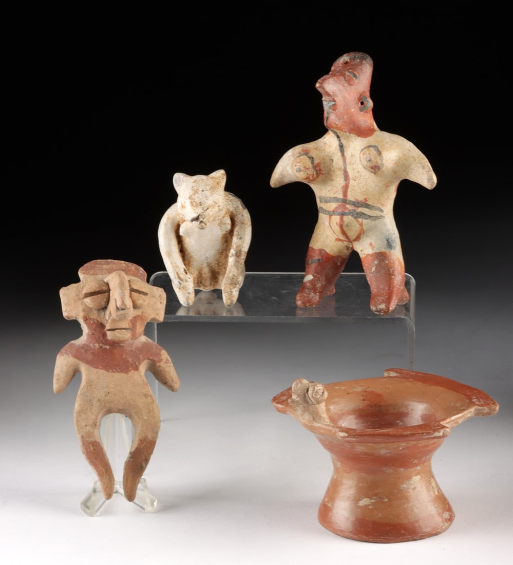 Four Pre-Columbian Pottery Figures - Jalisco, Costa Rican & Bahia Figures (1 of 3)