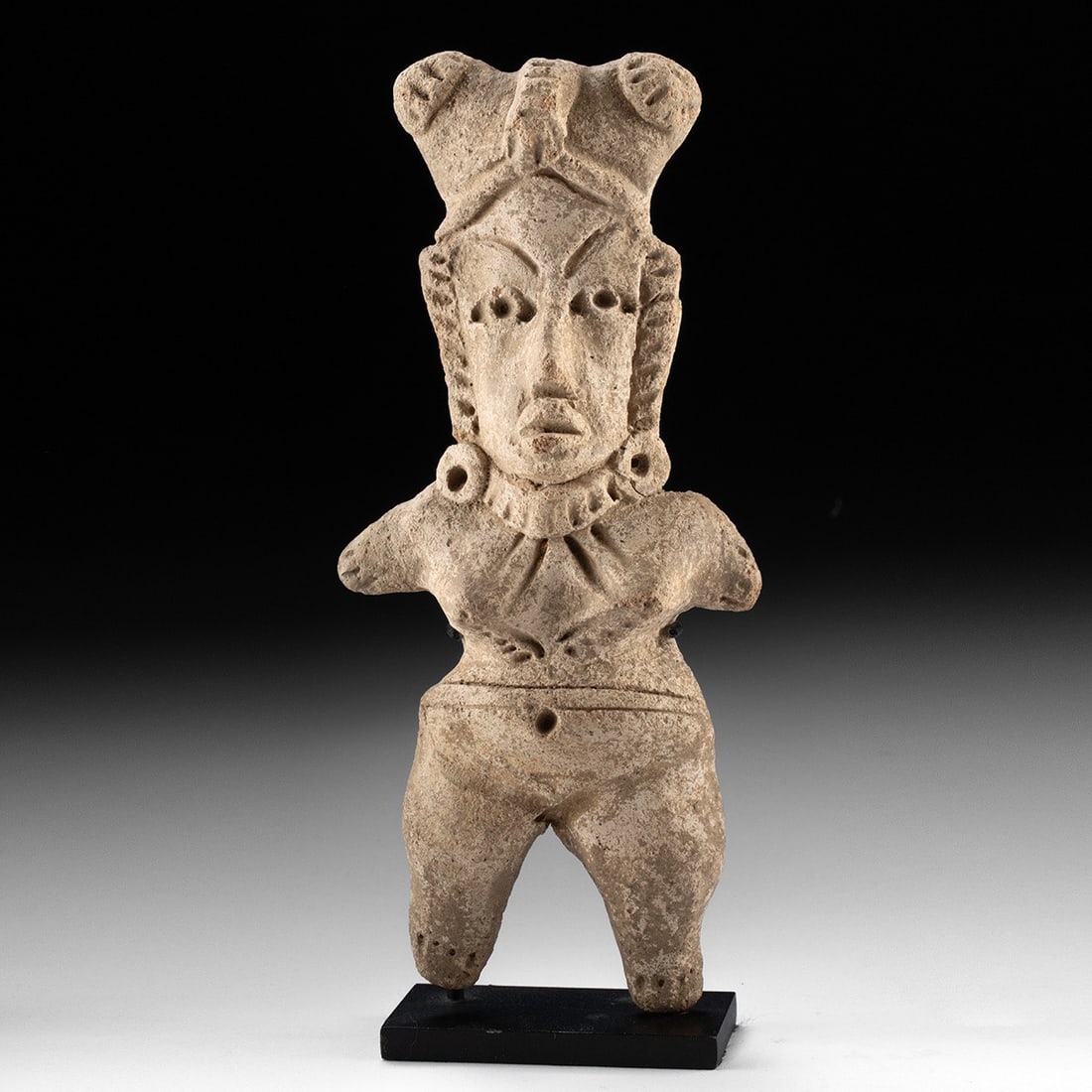 Pre-Columbian San Jeronimo Terracotta Female Figure - Biconical Headdress (1 of 3)