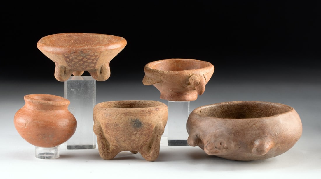 Five Pre-Columbian Mesoamerican Redware Miniature Vessels (1 of 2)