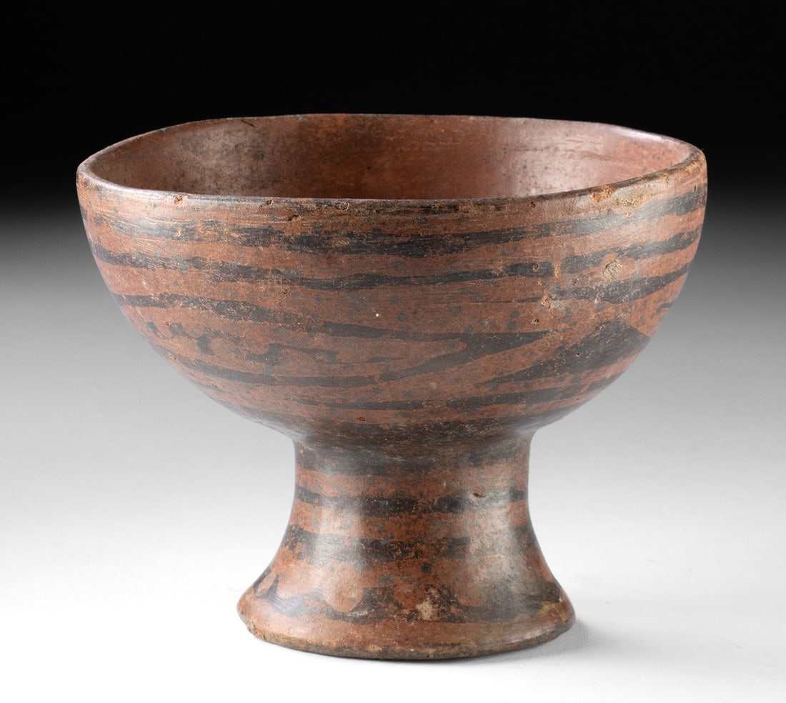 Narino Pottery Pedestal Vessel w/ Negative Resist Motif (1 of 3)