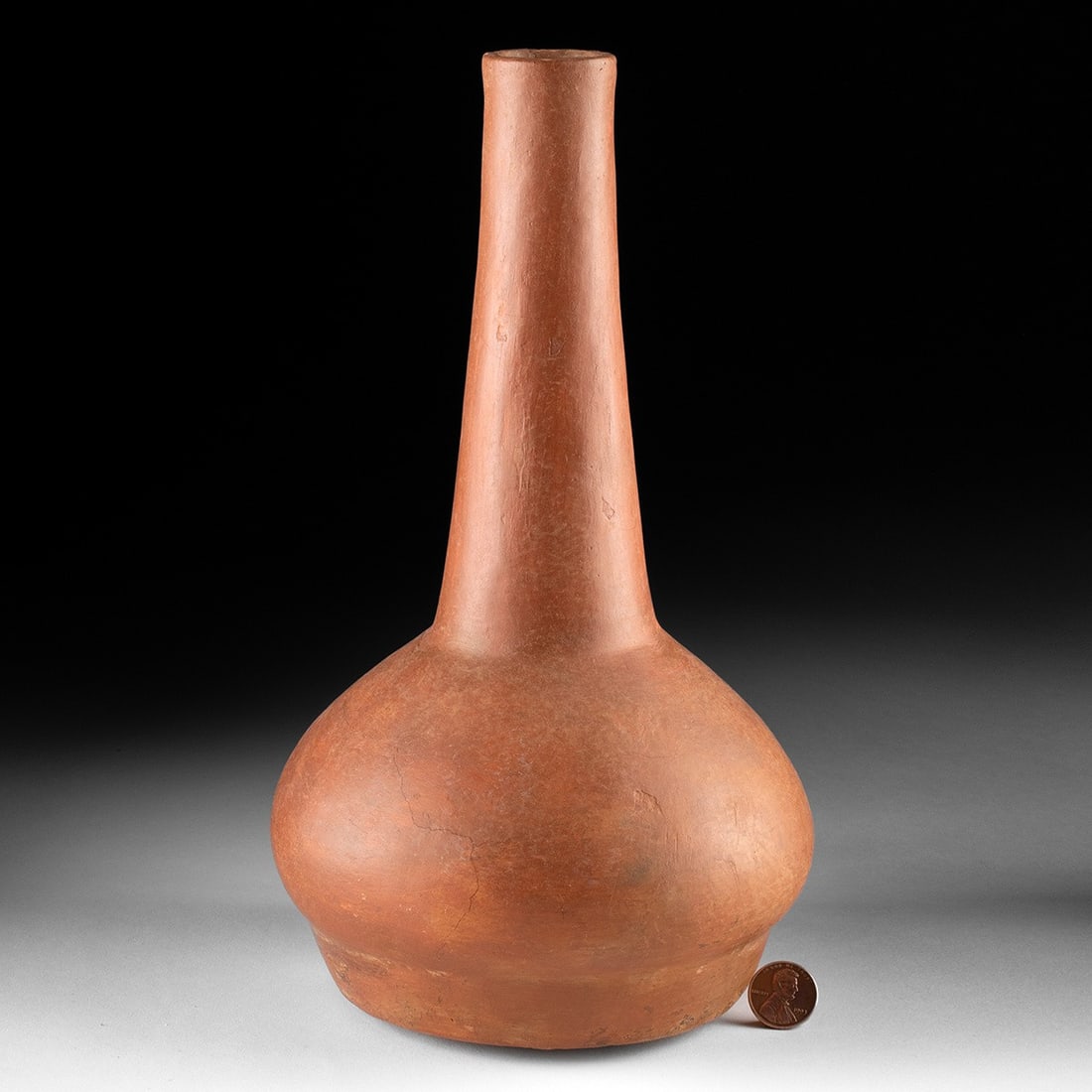 Native American Caddo Redware Pottery Bottle - 3