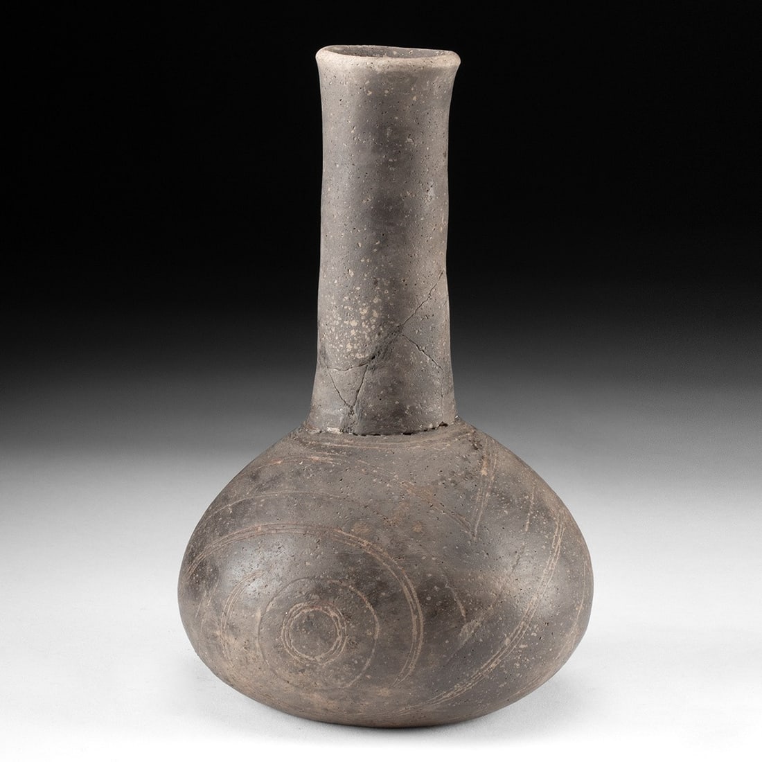 Mississippian Caddo Incised Bottle - Swirl Motif (1 of 4)