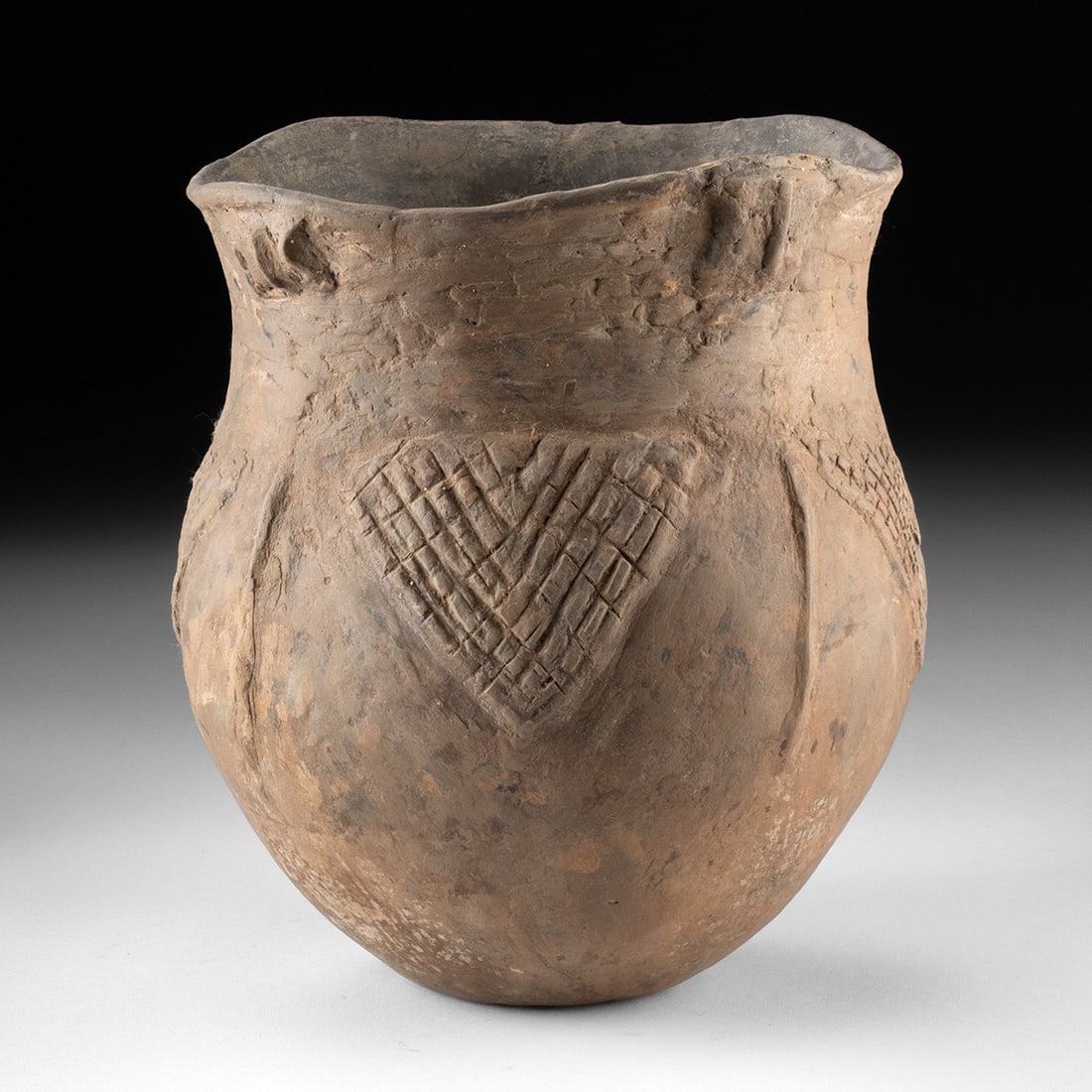 Caddo Textured Pottery Jar - Incised & Punctated Body (1 of 3)
