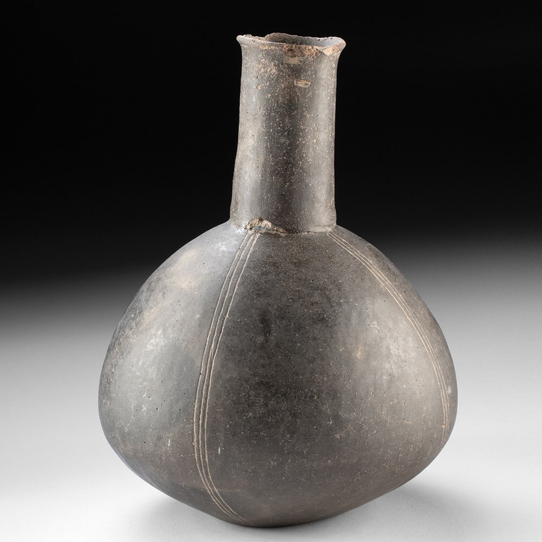 Mississippian Caddo Blackware Bottle - Blakely Engraved Lines (1 of 4)