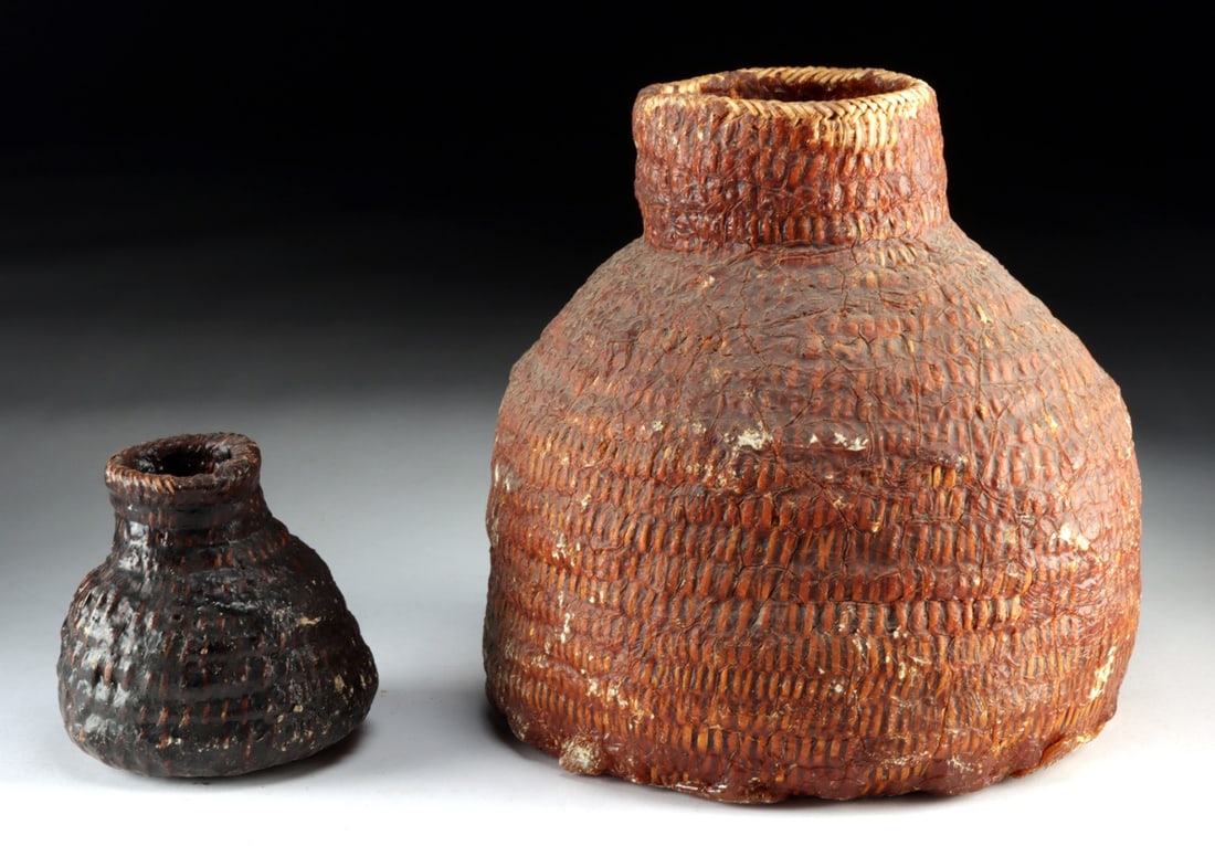 Apache Wicker & Pinon Pitch Water Baskets (Tus) - Pair, Southwest US (1 of 4)