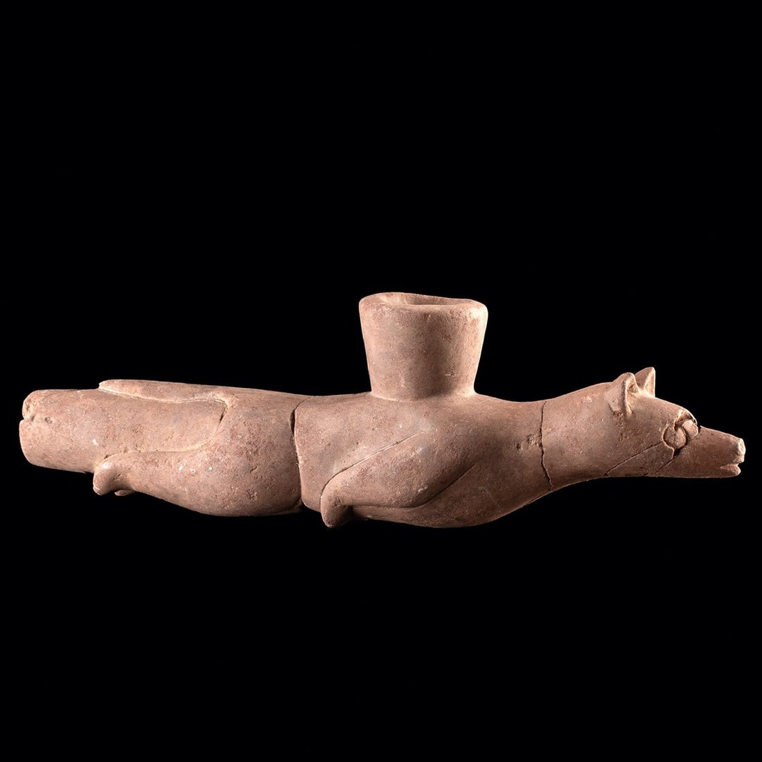 Native American Limestone Wolf Effigy Pipe (1 of 3)