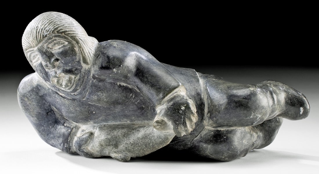 Inuit Soapstone Sculpture Hunter w/ Seal (1 of 4)