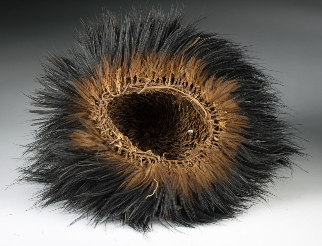 20th C. Papua New Guinea Cassowary Feather Headdress - Highlands Adornment (1 of 3)