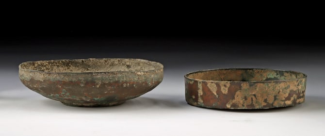 Roman Hammered Copper & Bronze Bowl Pair | Imperial Period