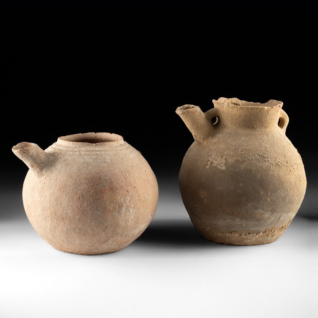 Ancient Levant Globular Spouted Pottery Pair (1 of 3)