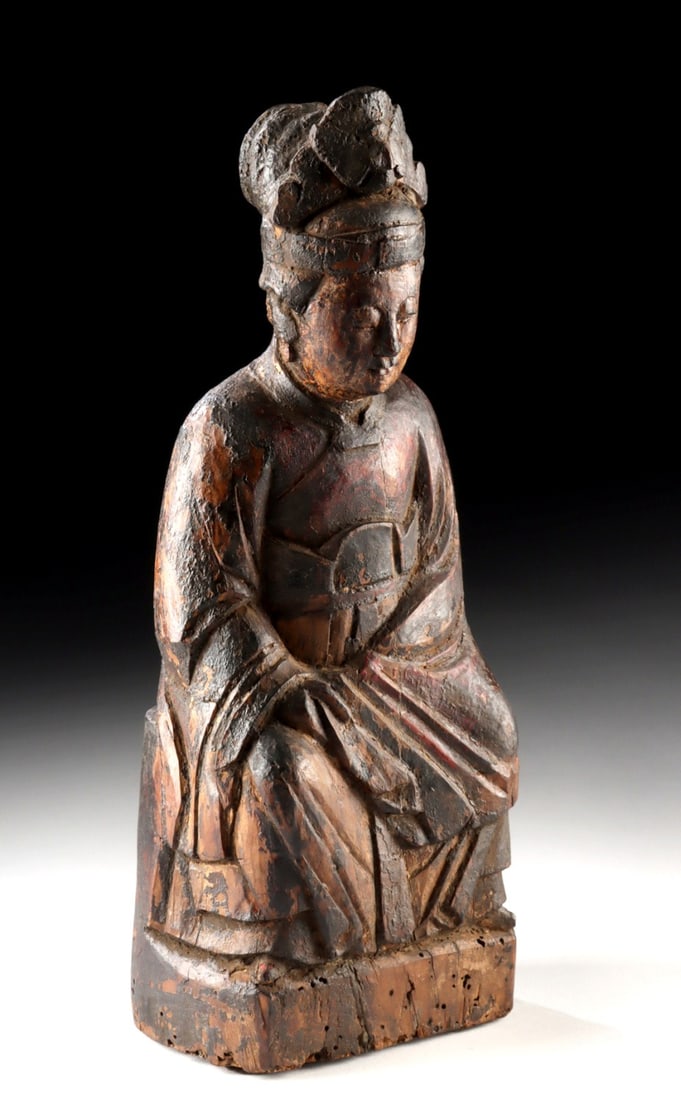 18th C. Chinese Wood Xiwangmu Queen Mother of the West (1 of 3)