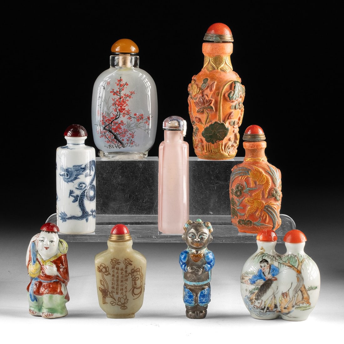 20th C. Chinese Snuff Bottles, Group of Nine (1 of 2)