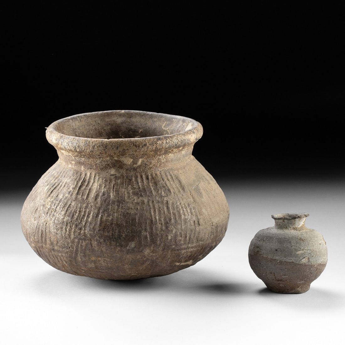 Thai Ayutthaya Unglazed Earthenware Vessels - Pot & Jarlet (1 of 4)