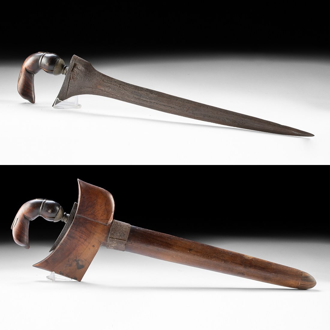 19th C. Indonesian Kris Dagger with Carved Wood Sheath (1 of 3)