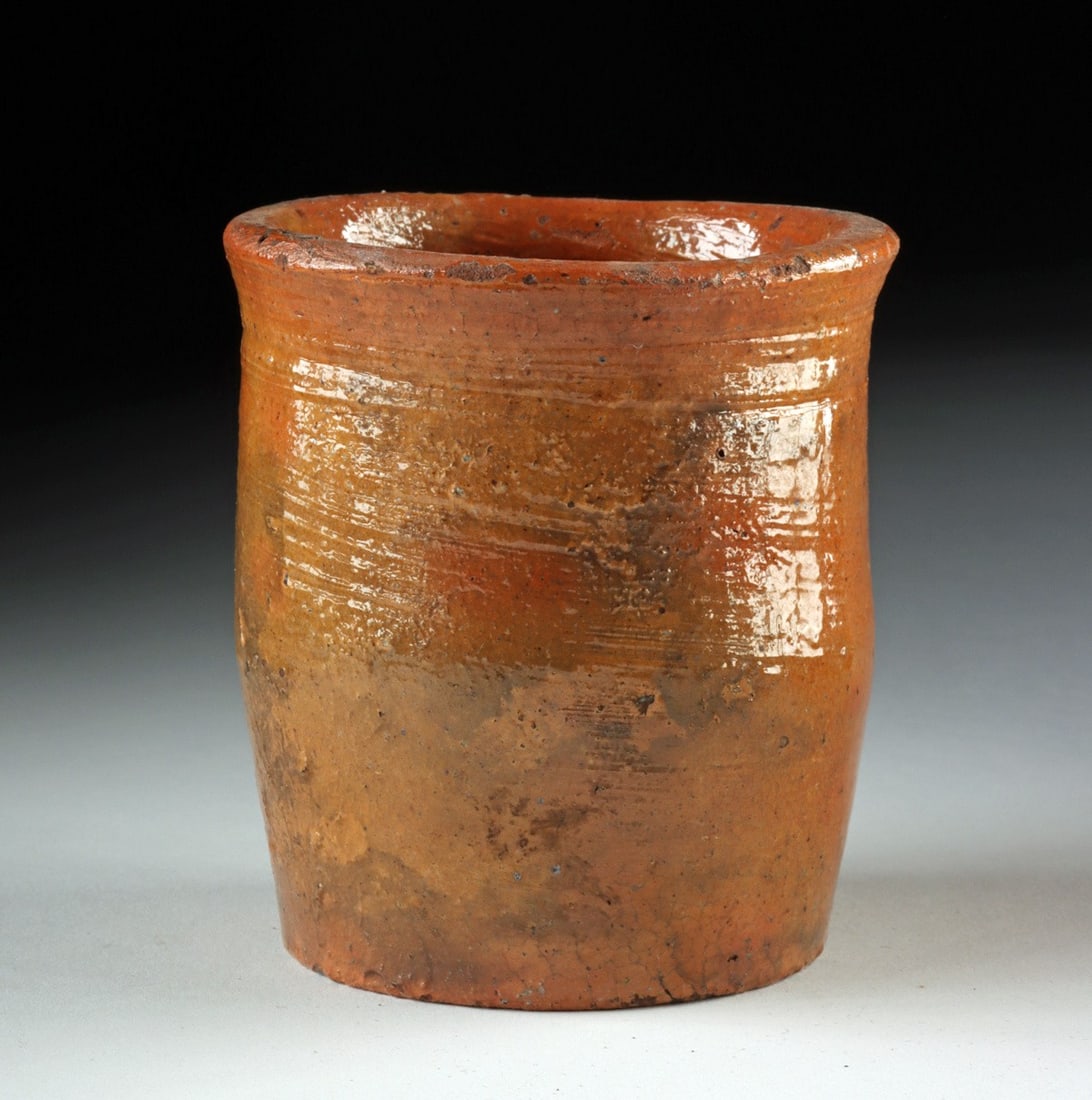 17th Century Spanish Redware Mug with Amber Glaze (1 of 3)