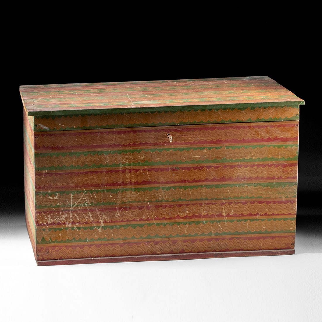 Vintage Guatemalan Painted Wood Chest - Polychrome Folk Art Trunk with Key (1 of 5)