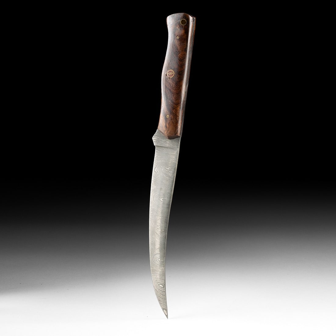 Steel Fillet Knife - Etched Blade & Burl Wood Handle (1 of 4)