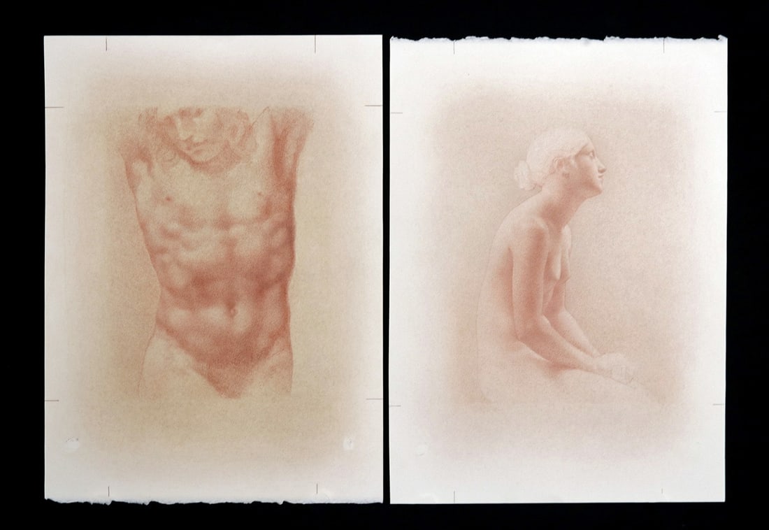 Two Contemporary Faro Lithographs - Male & Female Nude (1 of 5)