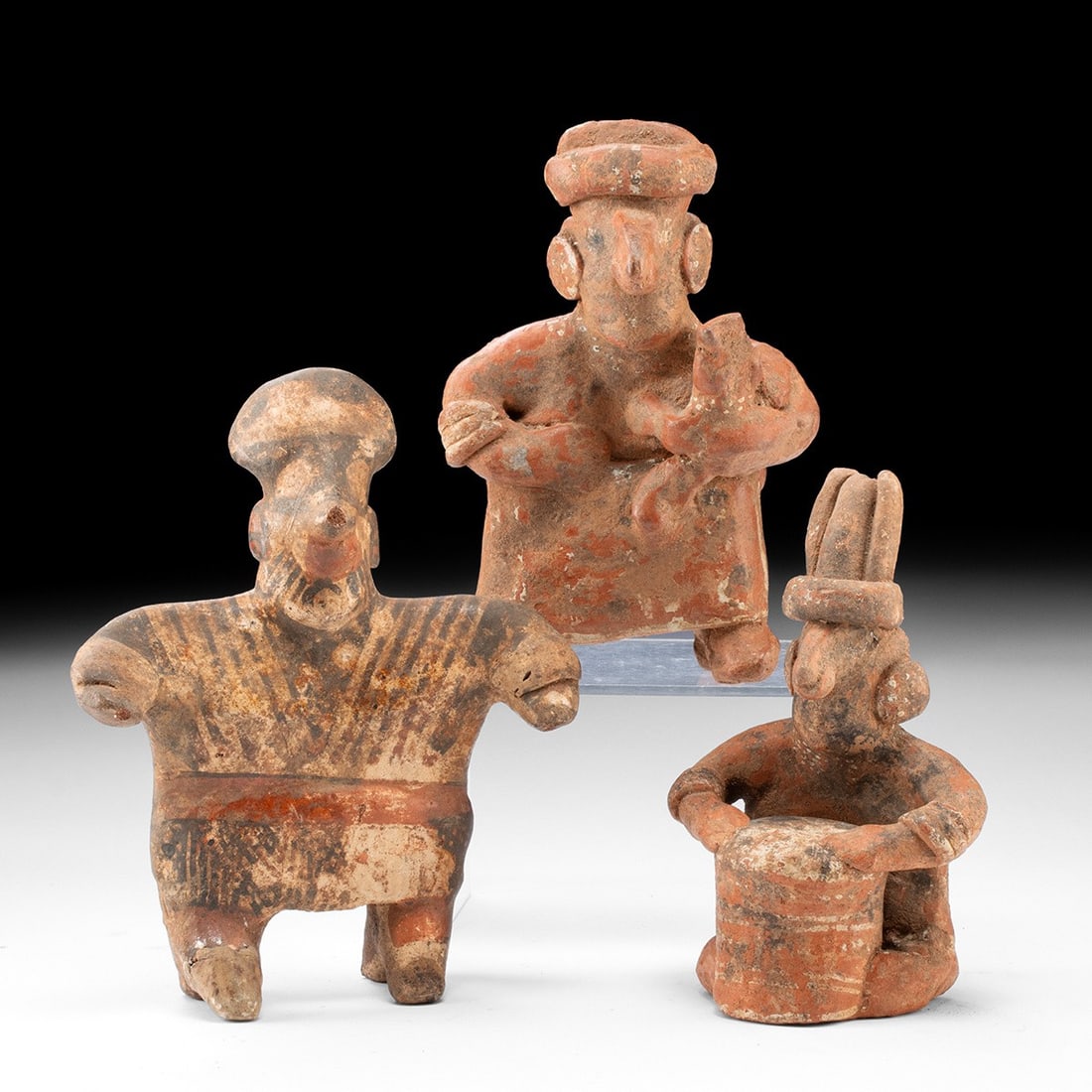 Three Jalisco Pottery Figures - Mother, Standing Woman & Drummer (1 of 3)