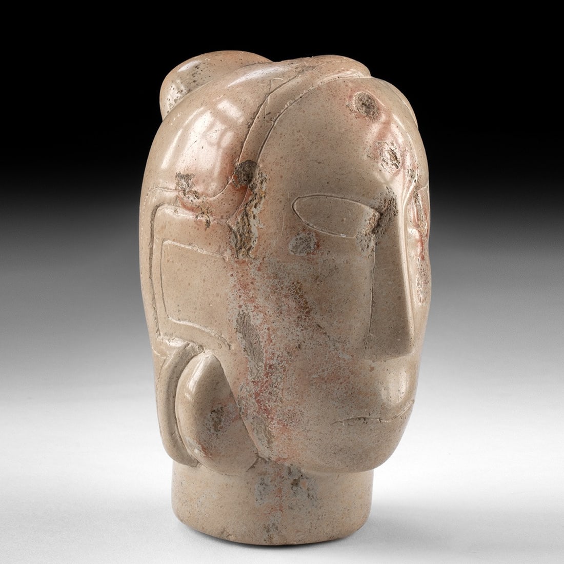 Large Prehistoric Native American Stone Effigy Pipe - Human Head (1 of 5)