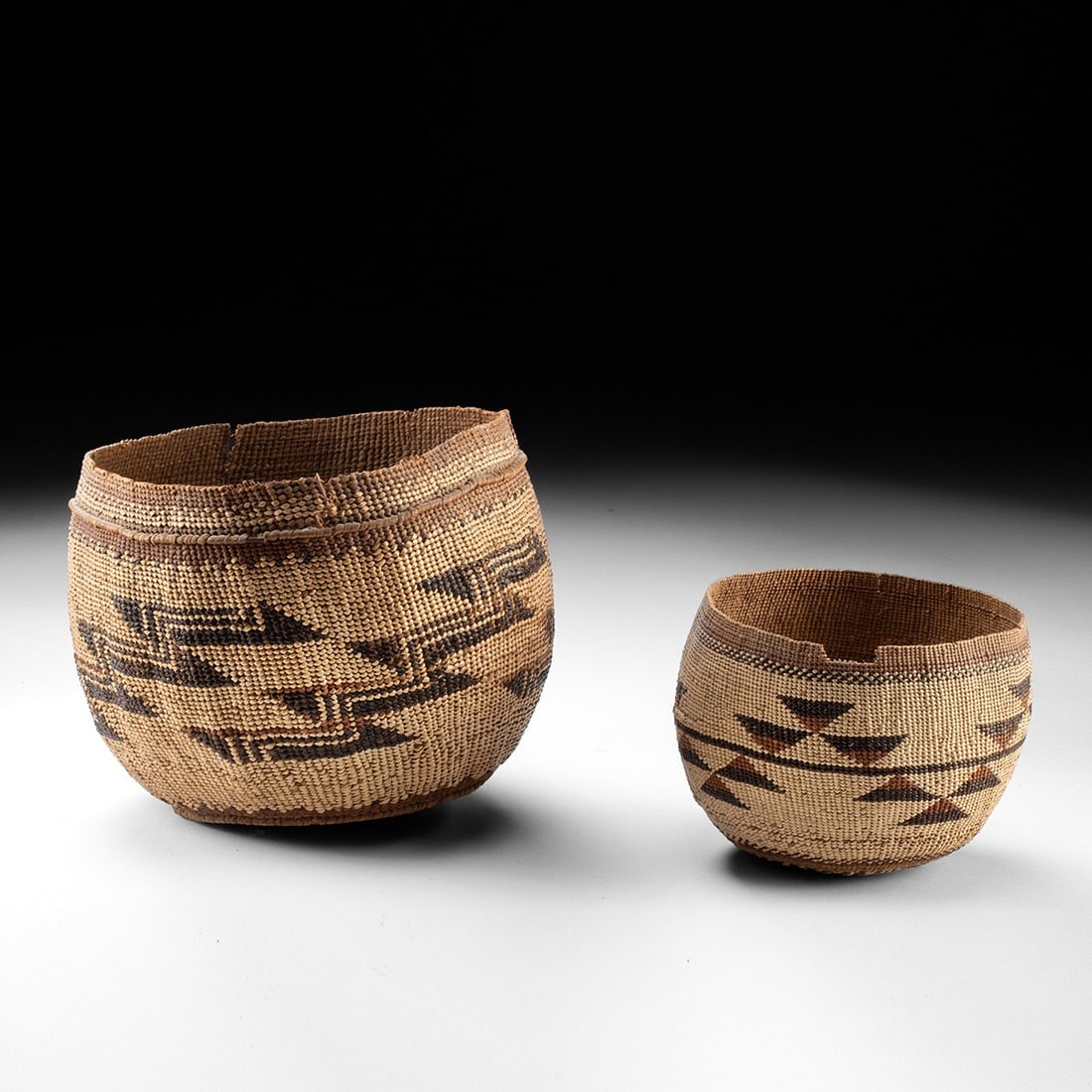 Two 19th C. Native American Northern California Twined Baskets (1 of 3)