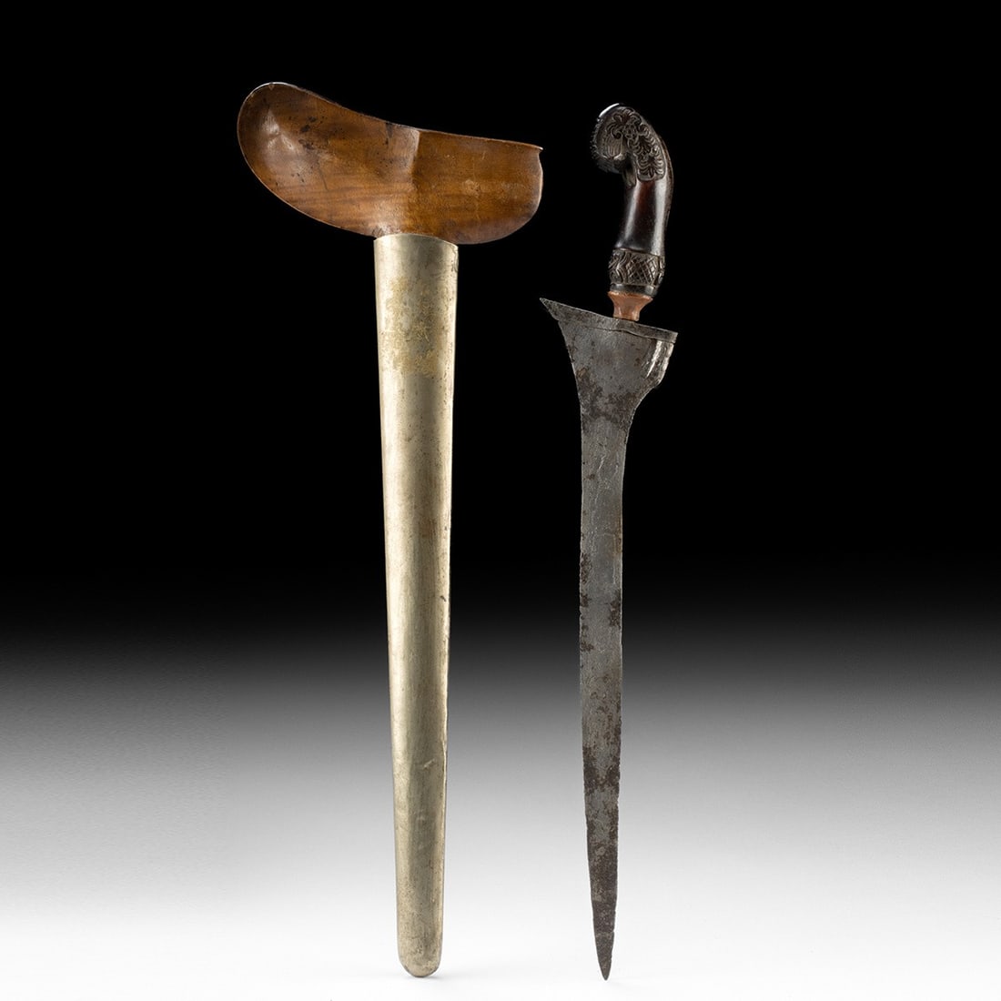 Indonesian Executioner’s Kris Sword - Carved Wood Hilt & Brass-Clad Sheath (1 of 4)