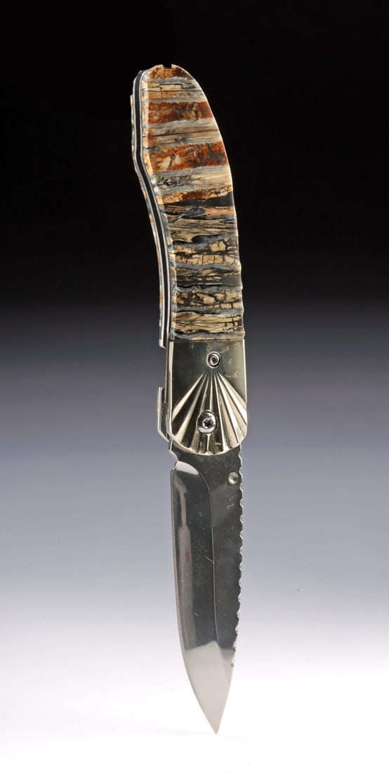 Pocket Knife with Fossilized Mammoth Tooth Handle (1 of 3)