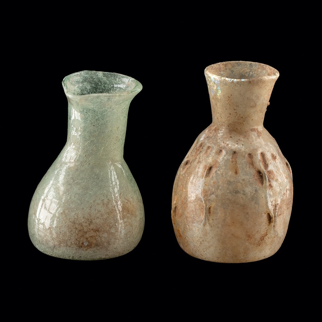 2nd C. Roman Glass Unguentaria, Pair - Pale Green Perfume Bottles (1 of 4)