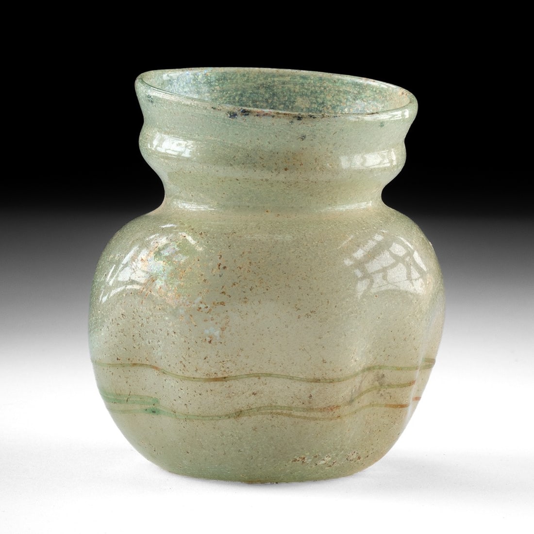 Roman Glass Jar - Pale Green with Gold & Green Trails (1 of 5)