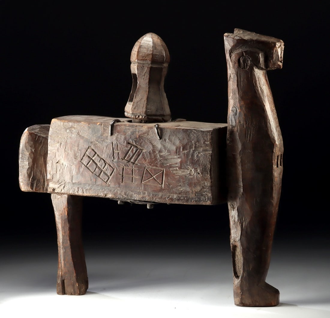 19th C. Indian Himachal Wood Noodle Maker - Ram Form (1 of 3)