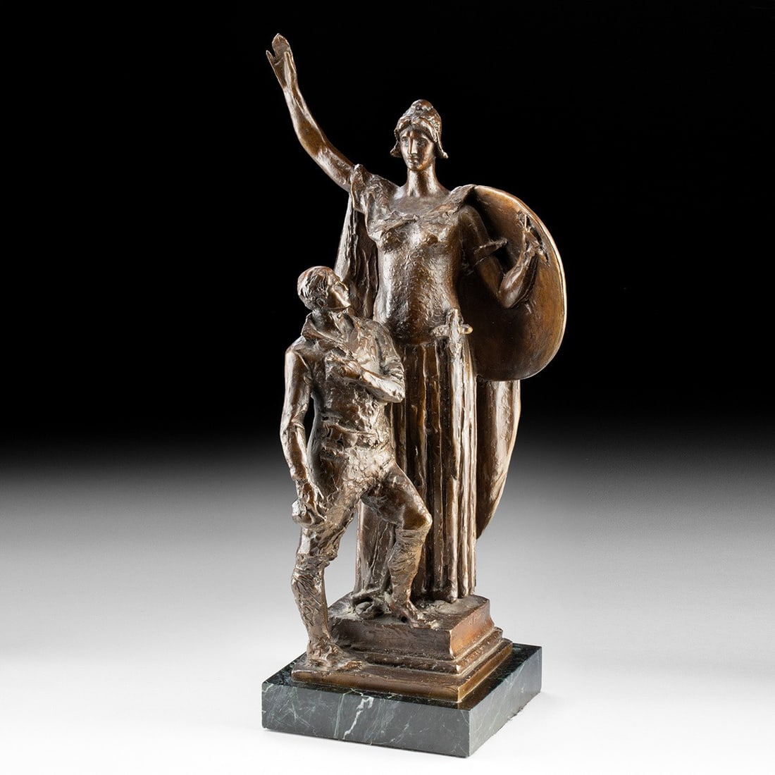Rare Bronze Sculpture after Attilio Piccirilli - Liberty and Young Soldier (1 of 5)