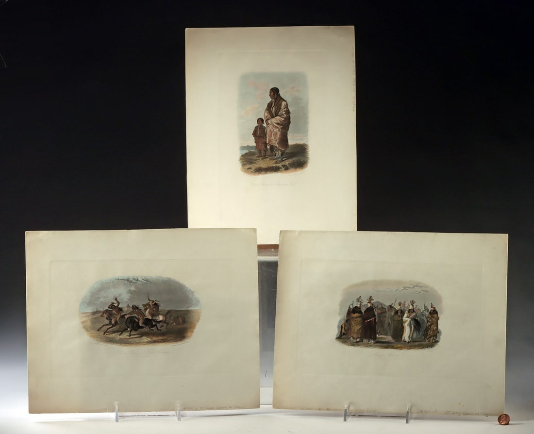 3 Hand Colored Bodmer Engravings, Graham's Magazine (1 of 4)