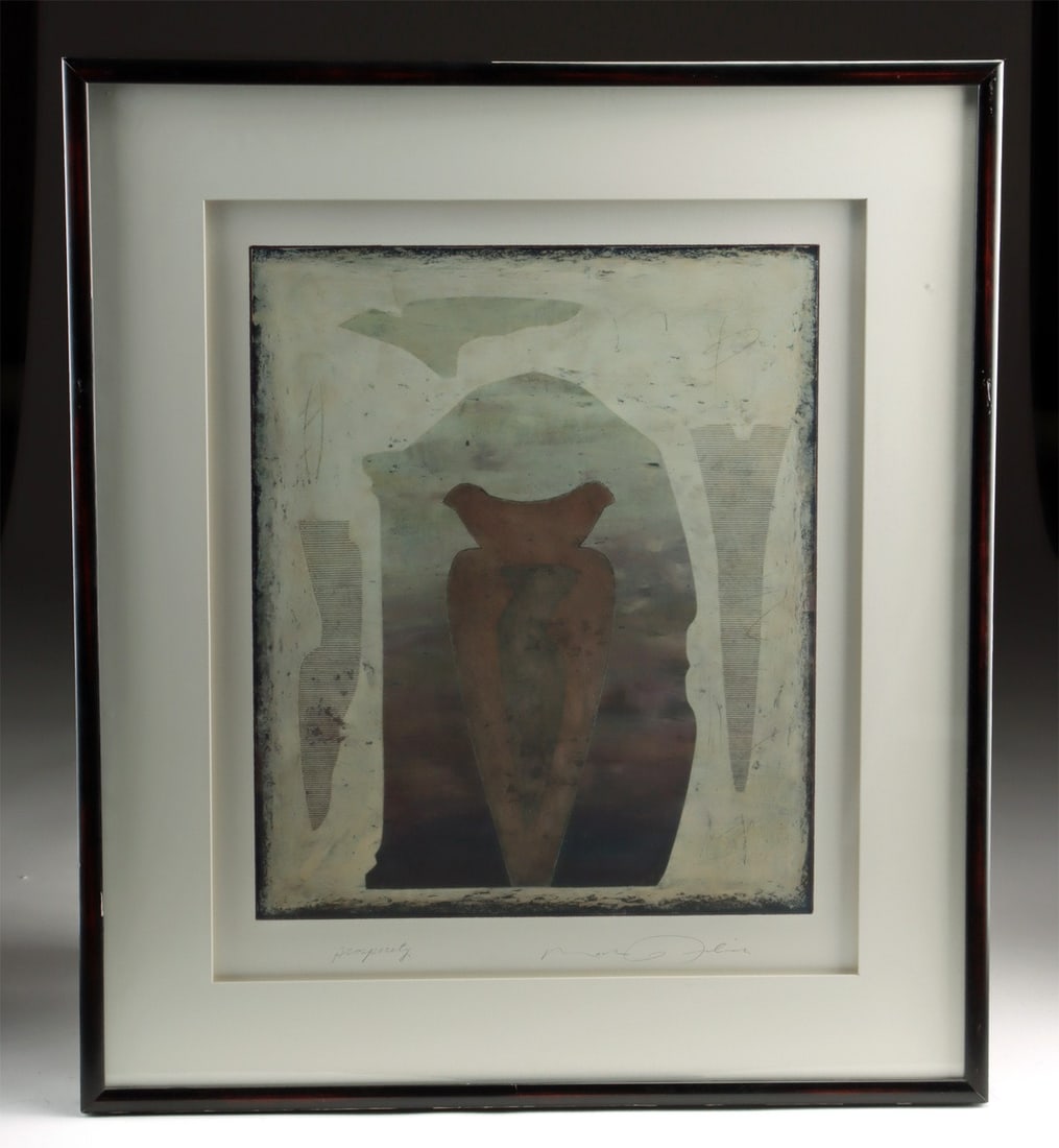 Pair of Mark Radiske Pastels - "Selene" & "Prosperity": Mark Rediske (American, b. 1965). "Selene" and "Prosperity" oil pastel on paper, n.d. Each signed lower right, titled lower left. A quiet, celestial hush settles over these two abstract pastels by Mar