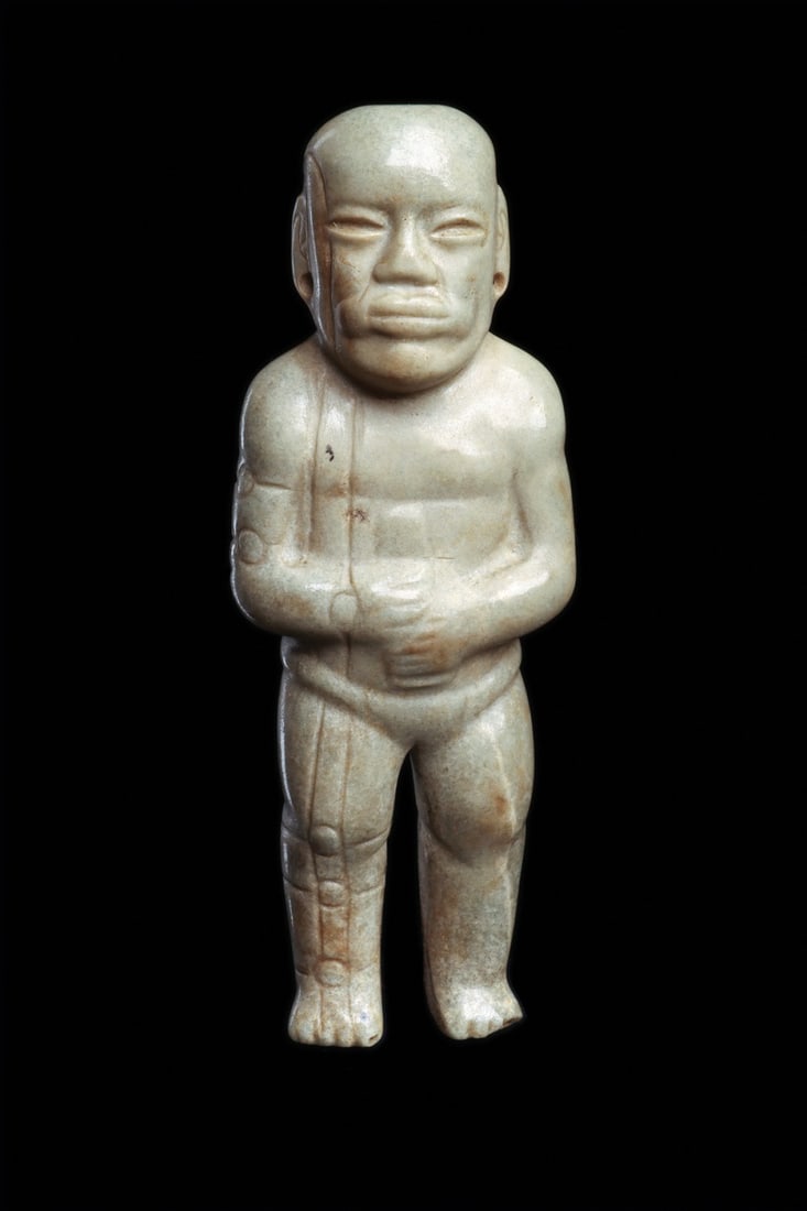 Olmec Jade Standing Figure with Scarification, Arroyo Pesquero (1 of 6)