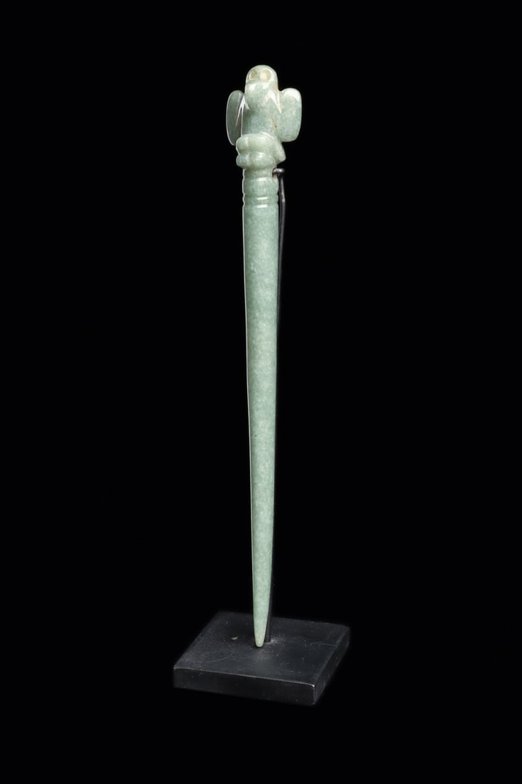 Olmec Jade Avian Bloodletter Perforator with Bird Finial (1 of 5)