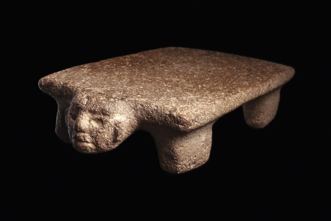 Effigy Metate with Human Head, Late Pre-Classic, Volcanic Stone (1 of 4)