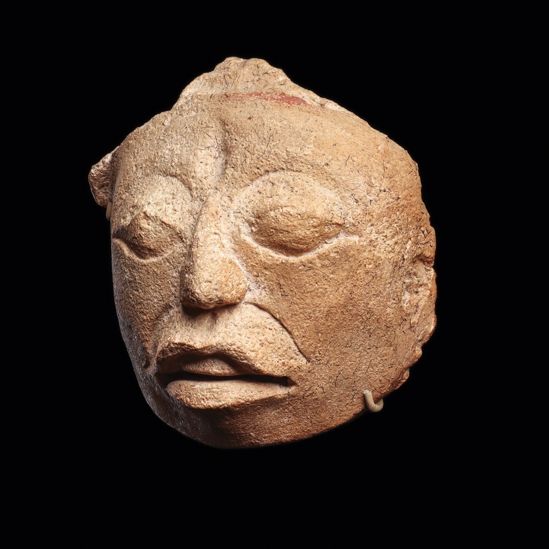 Maya Stucco Portrait Head with Traces of Red Pigment (1 of 6)