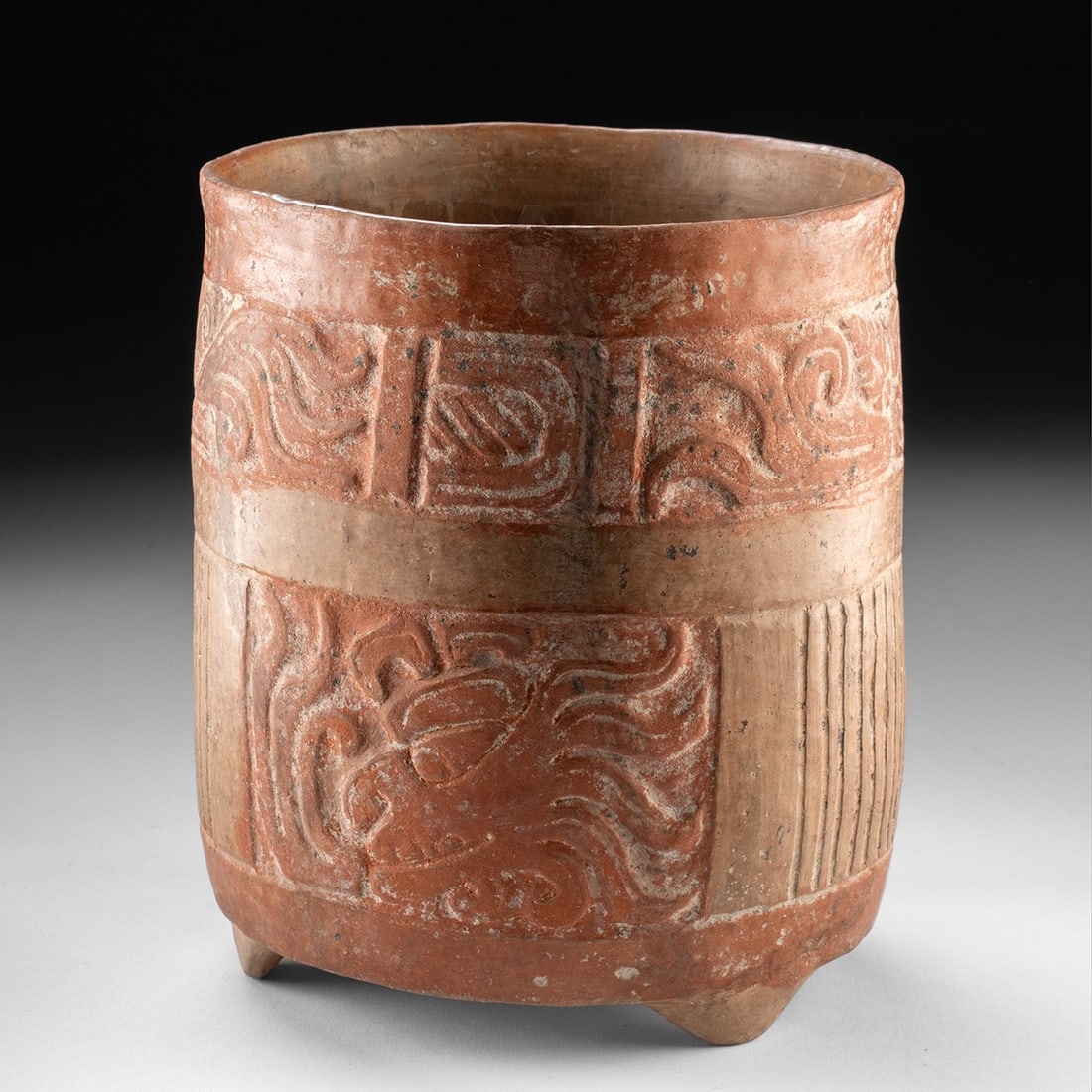 Maya Tripod Redware Vessel | Deity and Bird Motifs (1 of 6)