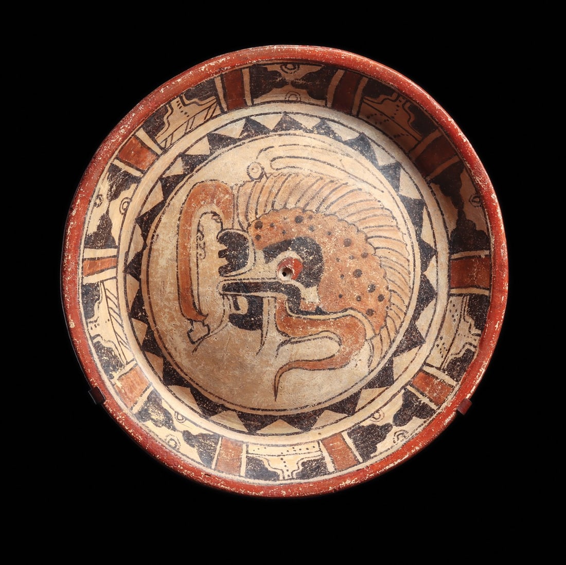 Maya Polychrome Deity Head Plate with Kill Hole (1 of 5)