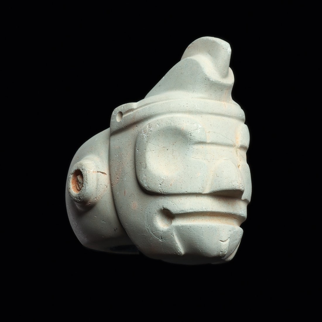 Costa Rica Stone Deity Head Mace Head with Crest (1 of 5)