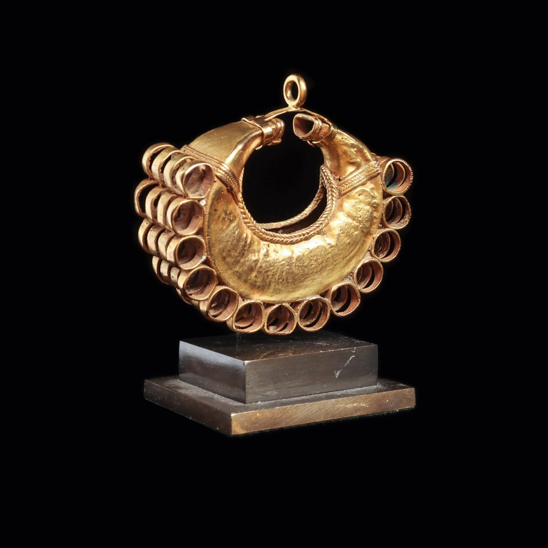 Tairona Crescent Ear Ornament with Coiled Hoop Fringe (1 of 5)