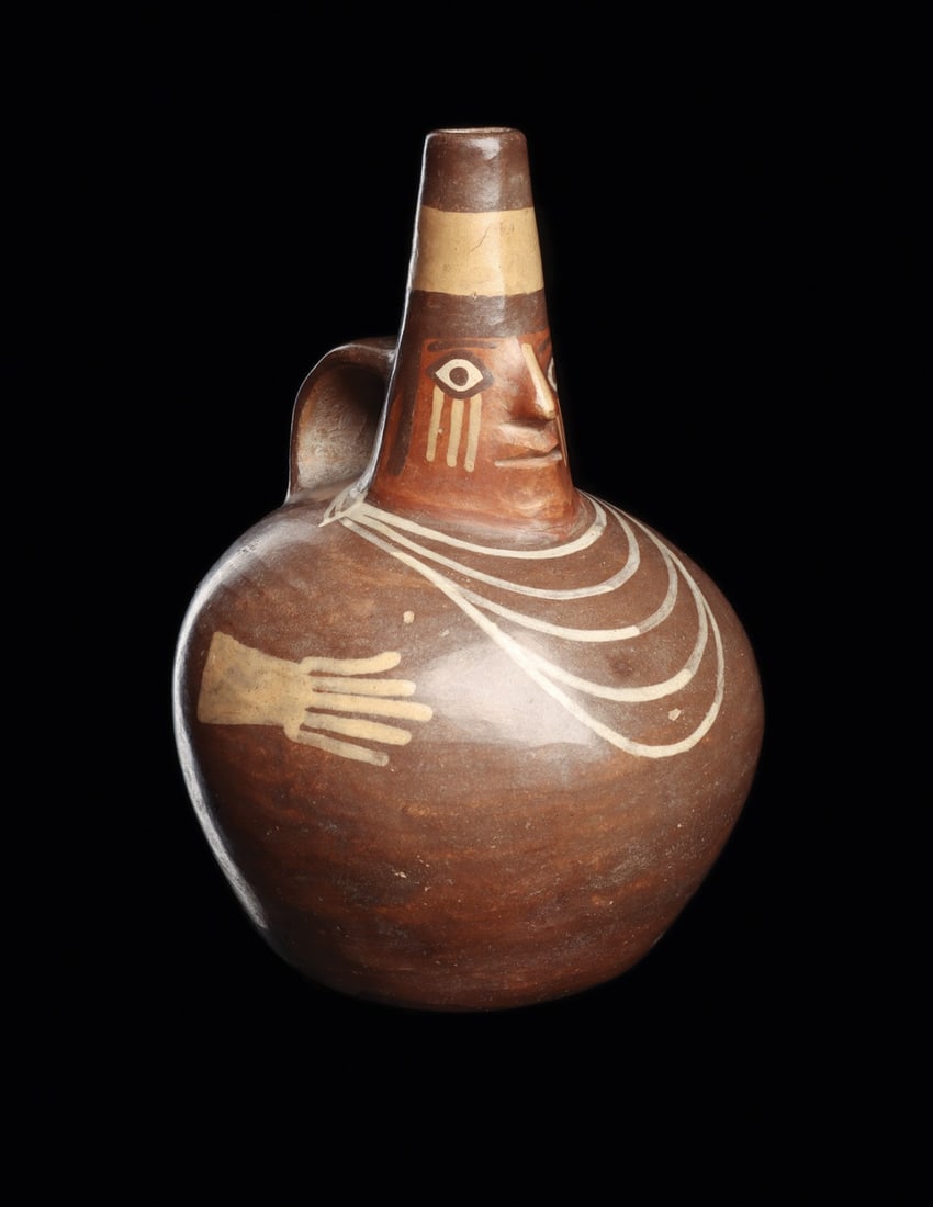 Nazca Polychrome Anthropomorphic Bottle with Weeping Eyes (1 of 5)
