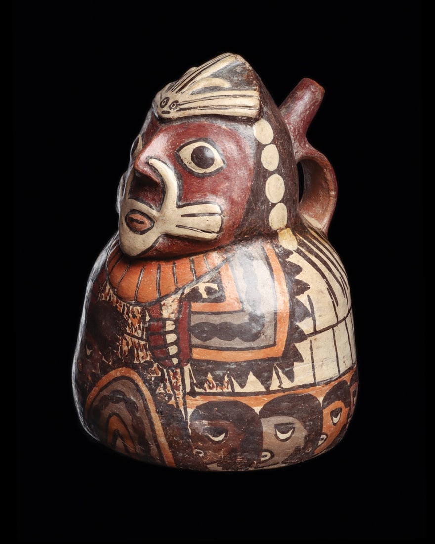 Nazca Polychrome Headhunter Effigy Vessel with Trophy Heads (1 of 4)
