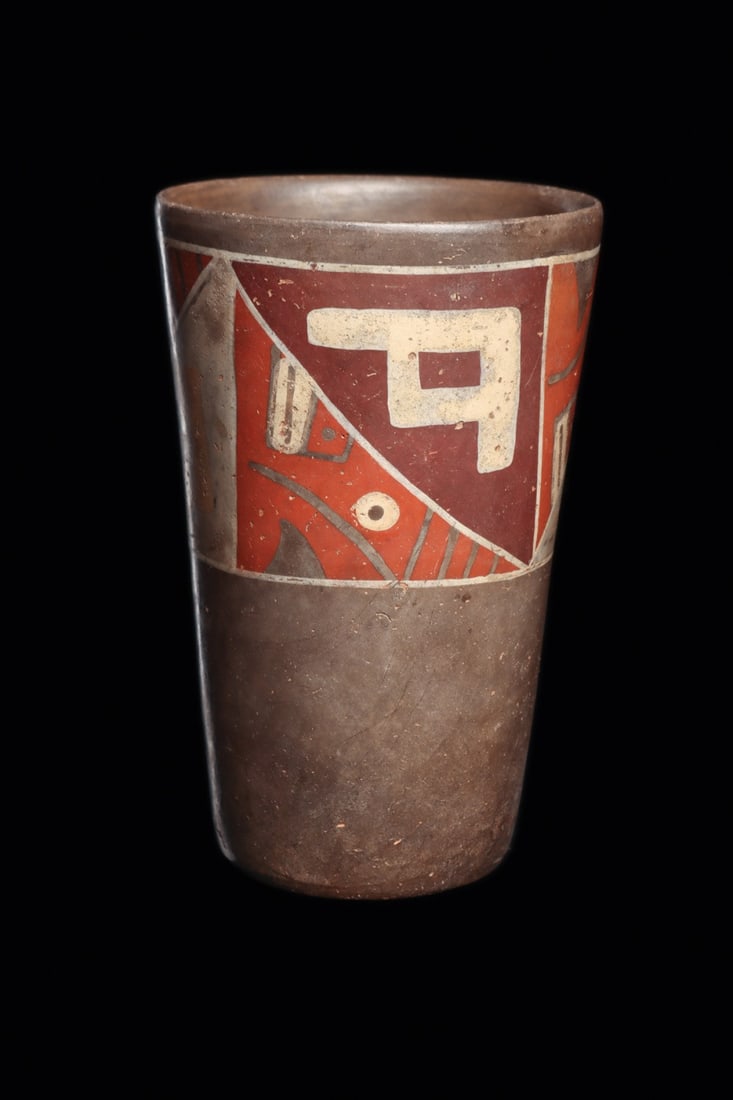 Tiwanaku Polychrome Kero | Split Feline Faces - 3
