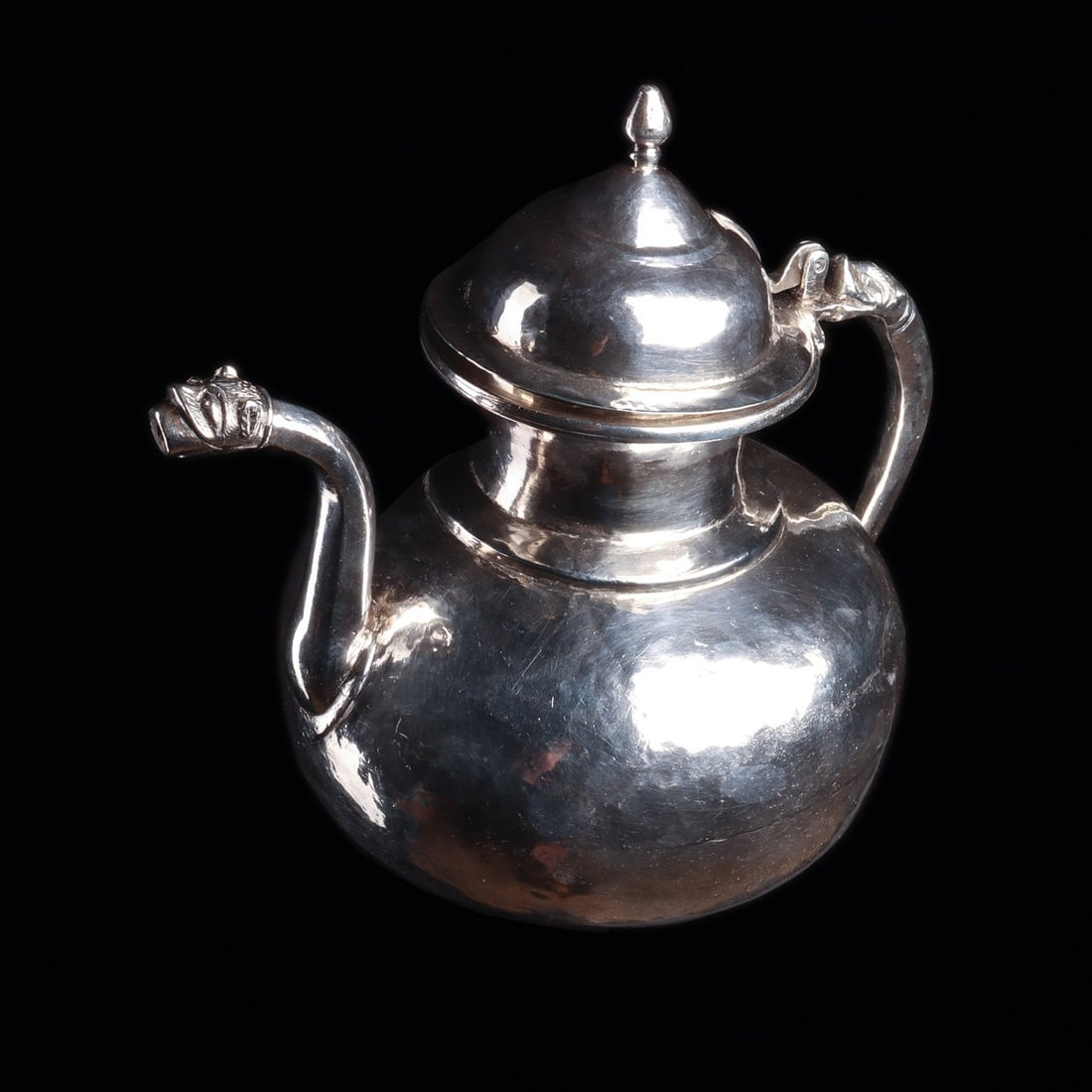 Bolivian Colonial Style Silver Chocolate Pot with Zoomorphic Spout, 19th C. (1 of 8)