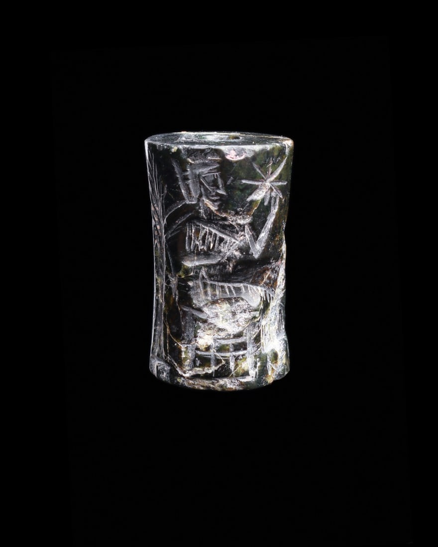 Akkadian Cylinder Seal with Presentation Scene, Crescent and Star (1 of 6)