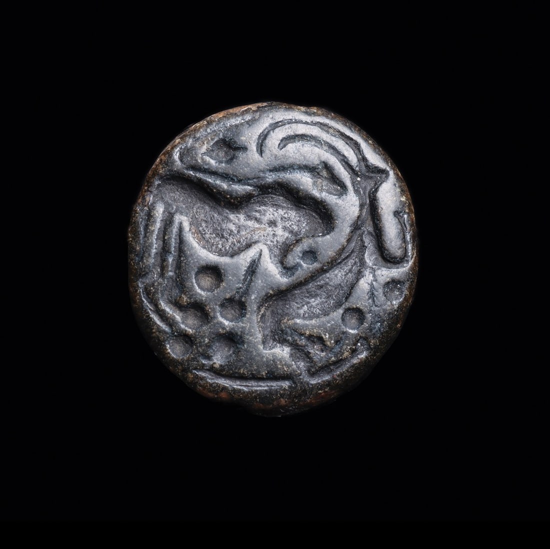 Jamdat Nasr Stamp Seal with Lion Attacking Ibex, Steatite (1 of 4)