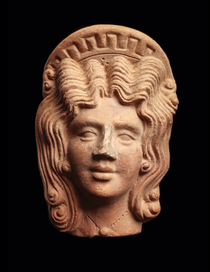 Hellenistic Terracotta Head of a Goddess with Rayed Diadem, Magna Graecia (1 of 4)