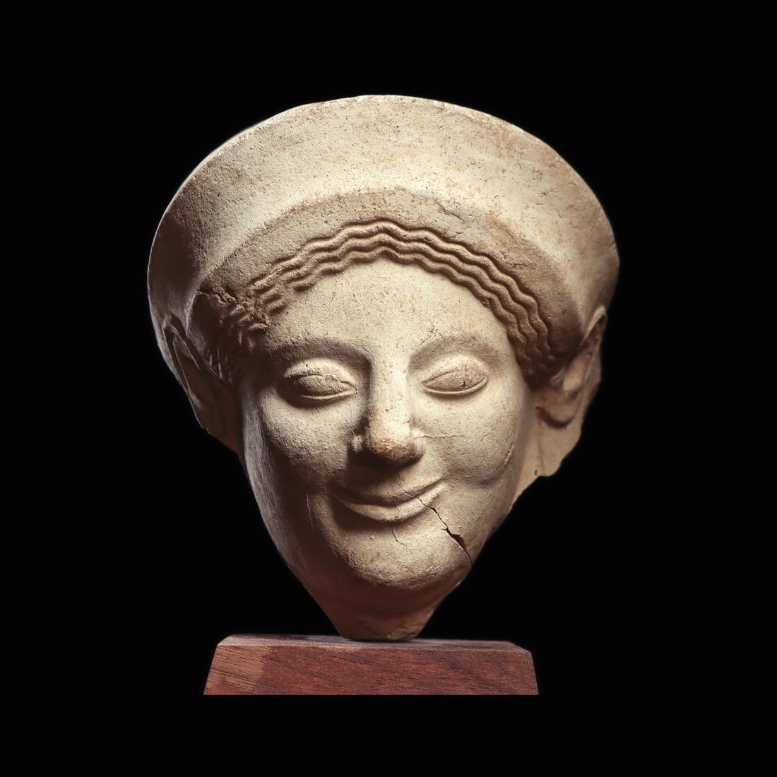 Greek Terracotta Protome Maskette of a Veiled Goddess, 5th C. BCE (1 of 4)